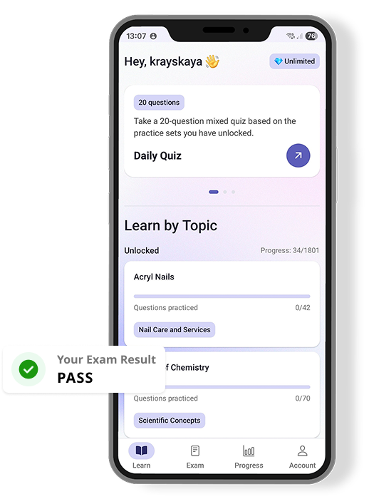 Testlet Cosmetology State Board written exam prep with exam simulator and bilingual study hero image